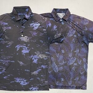 Lot Of 2 Greater Half GH Polo Shirt‎ Mens Medium Camo/Floral Golf AOP